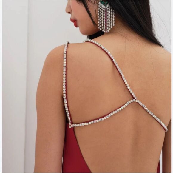 🍋 For Love & Lemons Elora Midi Dress Red Medium $270 - Picture 7 of 9